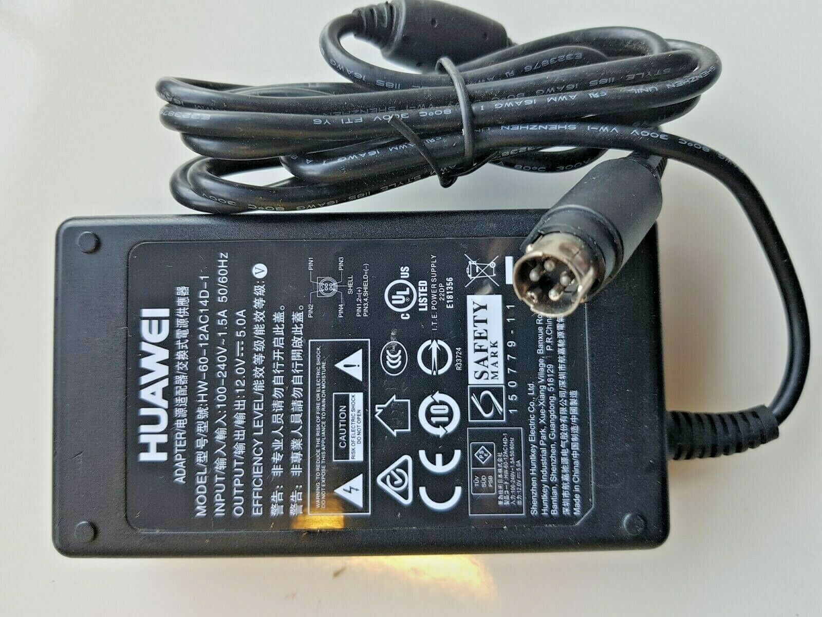 *Brand NEW* 12V 5A HUAWEI HW-60-12AC14D-1 4 PIN DIN 4 ROUTER AC Adapter Power Supply